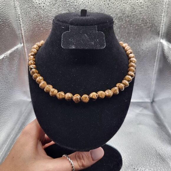 Vintage Jewelry - Vintage 70s Funky Brown Beaded Necklace - 18.5"